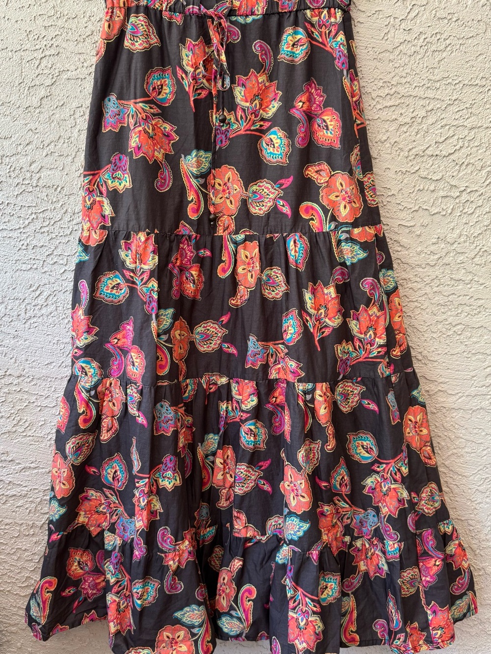 Esprit Vintage Tiered Maxi Skirt Paisley Floral Boho Chic Prairie Cottage Size 4